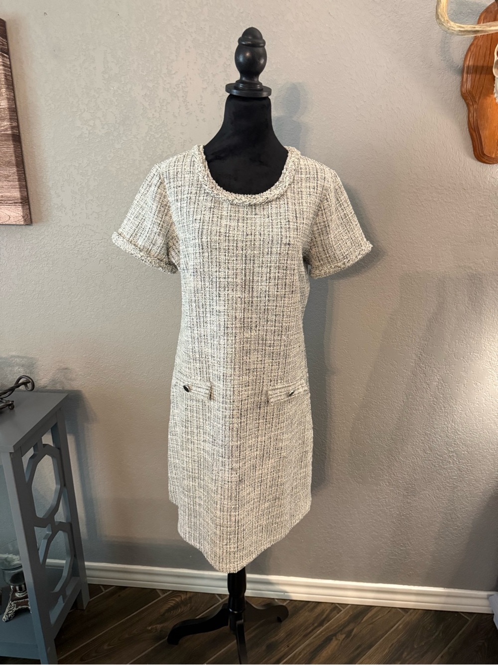 Isaac Mizrahi Ivory Tweed Mini Dress